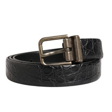 DOLCE & GABBANA Belt Men Black Exotic Leather Metal Buckle 105cm / 42in 1290usd
