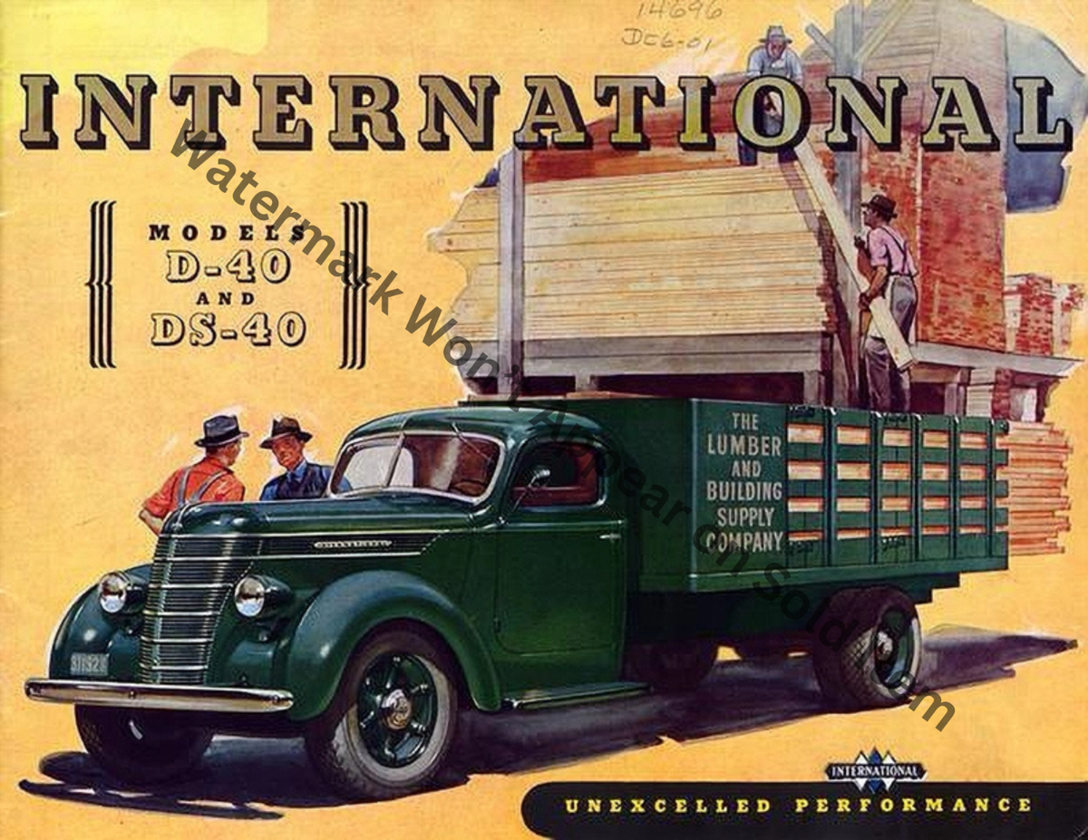 International Model D-40 and DS-40 Trucks 1940 Photograph Print