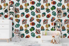 3D Tribal Colorful Masks Pattern Self-adhesive Removeable Wallpaper Wall Mural