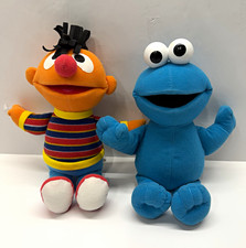 Vintage 2002 Sesame Street Plush Ernie  Cookie Monster Fisher Price Mattel 10"