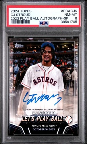 2024 Topps Series 2 CJ Stroud Lets Play Ball Rookie Card RC Auto Autograph PSA 8