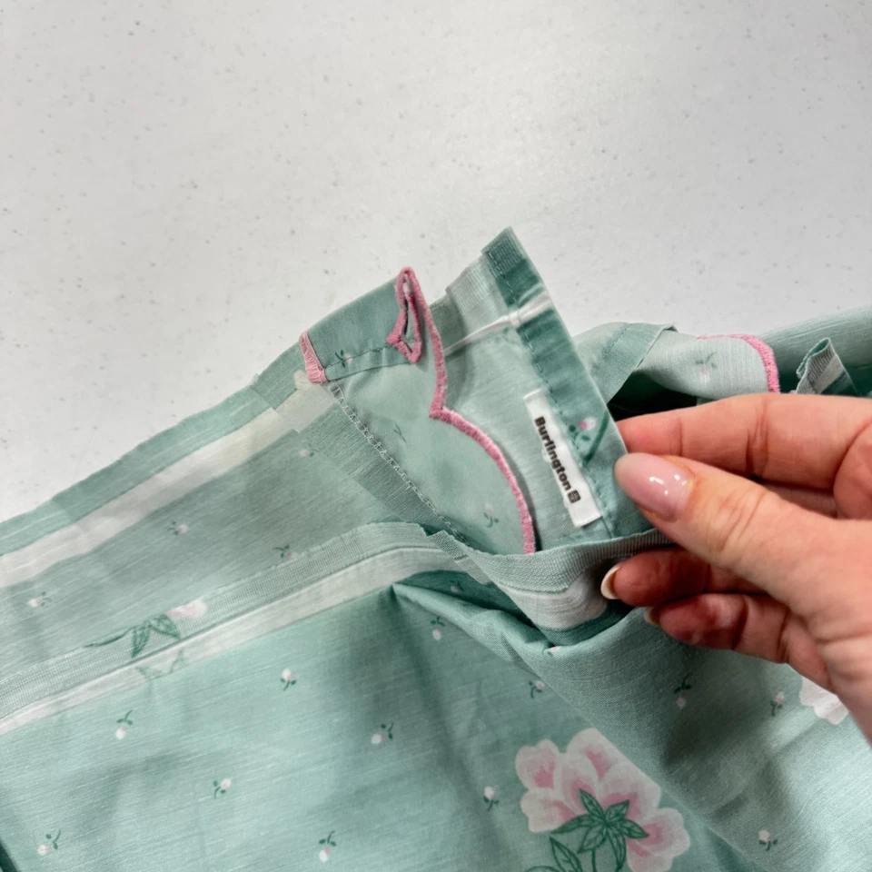 vintage burlington flat sheet queen green large blooms floral blend y2k 90s 80s - Image 2 of 4