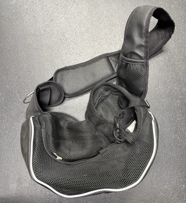 Black Mesh Pet Dog Sling Tote Carrier, Size S, Zipper Pocket Bag
