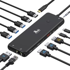 USB C Docking Station Dual Monitor 13 in 1 USB C Hub, Triple Display, 8 USB C...