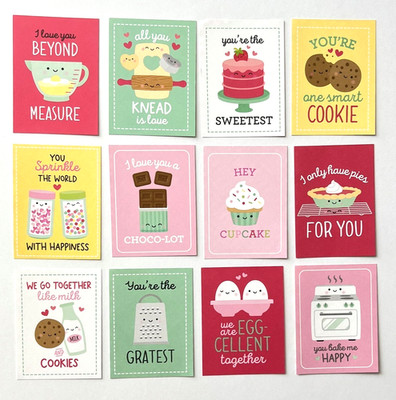 12 DOODLEBUG - BAKE ME HAPPY - MADE WITH LOVE CARDSTOCK PAGE TOPPER TAGS