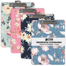 Fashion Clipboard 4 Pack, Standard A4 Letter Size, 12.5" x 9", Wooden with Lo...