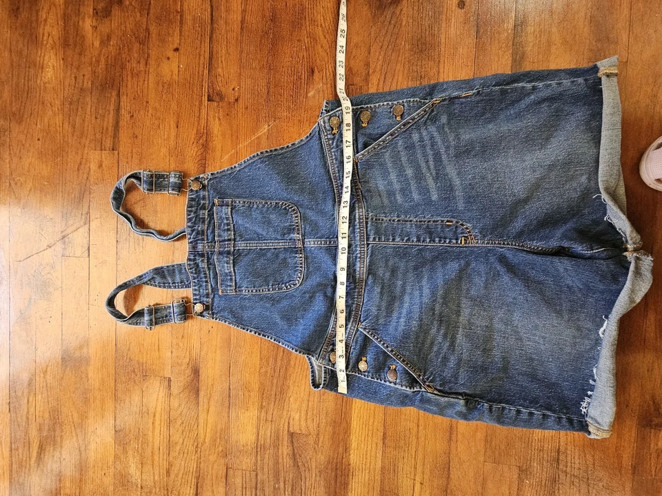 Macacão J.Crew azul denim tamanho grande vestuário de trabalho shorts multibolsos tamanho XL - Imagem 2 de 4