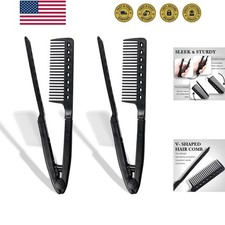 Hair Straightening Comb   Heat-Safe, Tangle-Free V-Shaped Styling Tool for Fl...