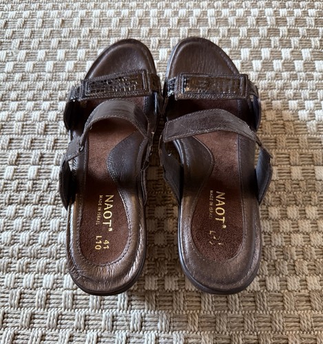 NAOT Treasure Wedge Heel Sandals Slides 41 / 10 Espresso Brown Reptile Patent - Bild 10 von 14