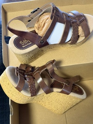 Sbicca Platform Wedge Sandals Womens Size 8 Brown Leather - NEW in Box