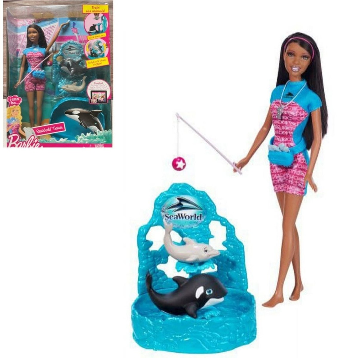 Barbie Nikki dolphin doll I Can Be Sea World Trainer African
