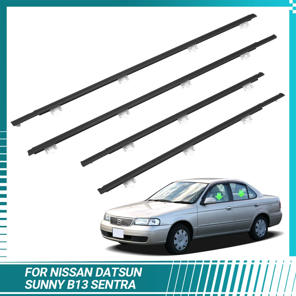4PCS Window Sweep Weatherstrips For 1991-1994 NISSAN DATSUN SUNNY B13 SENTRA US - Изображение 2 из 4