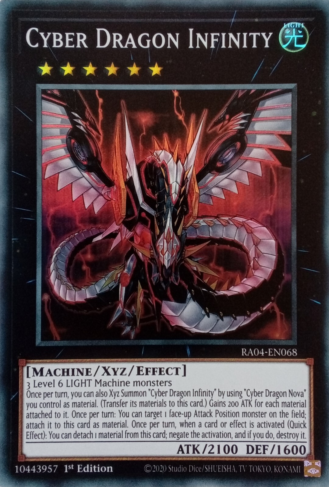 CYBER DRAGON INFINITY Super Rare 1st Edition YuGiOh Card RA04-EN068