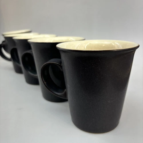 ONE Denby Energy Charcoal Cocoa White Coffee Mug Cup Stoneware Vintage England