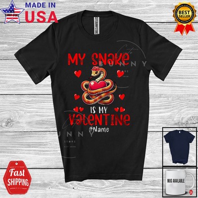 My Snake Is My Valentine; Lovely Custom Name Snake Single; Hearts Animal T-Shirt