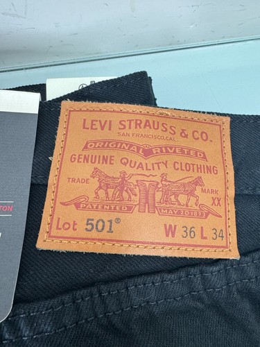 Levis 501 Original Premium Herren 36X34 Schwarz Big E Button Fly Gerades Bein Neu! - Bild 17 von 17