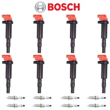 Bosch Double Platinum Spark Plug & Engine Ignition Coil For BMW 740Li 3.0L l6
