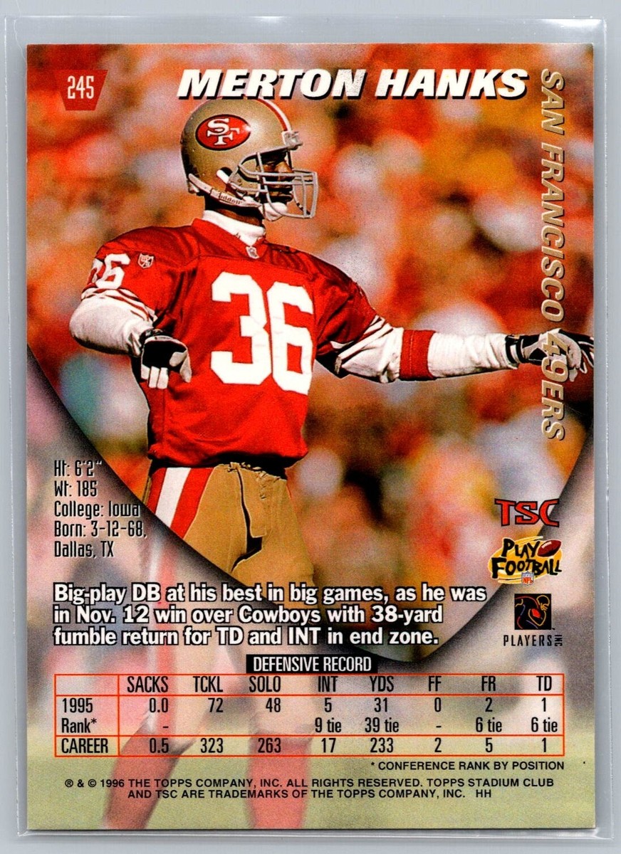 1996 TOPPS STADIUM CLUB CARD # 245 Merton Hanks - San Francisco