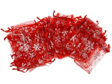 100Pcs Snowflake Pattern Organza Bags Christmas Gift Candy Wedding Favour Pouch