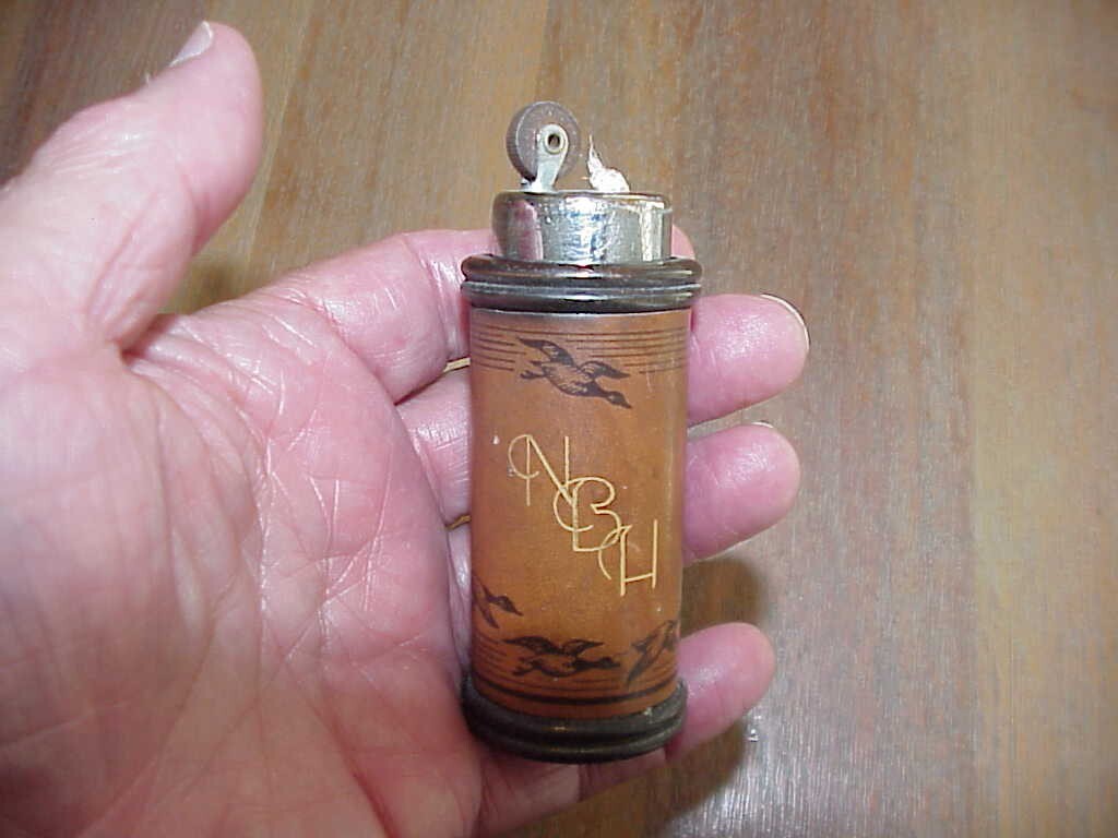 1940's Leather Wrapped Ducks Design Monogramed Table Lighter Al's Body