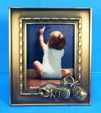 Carr Frames Vintage Baby 3D shoes 5'' x 6'' Picture Frame Brushed Metal New