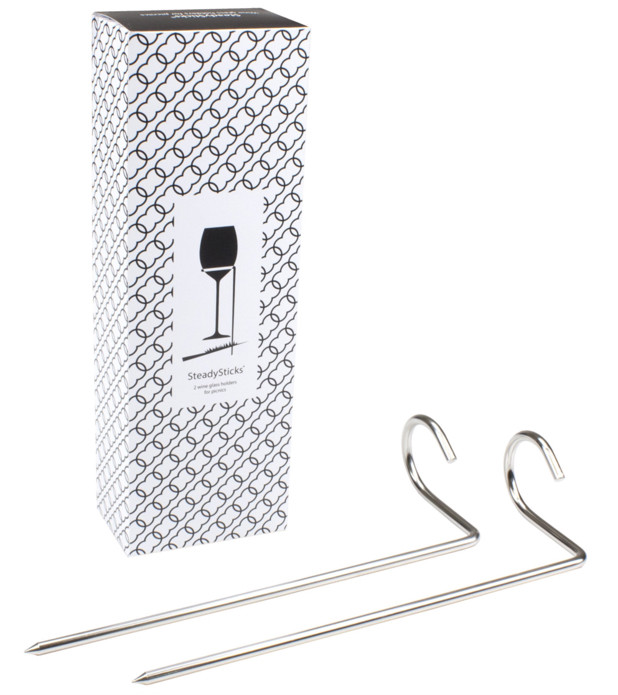 Steady Sticks Wine Glass Holders for Picnics Camping Beach BBQ Can't