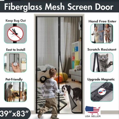 2x Mosquito Door Net Mesh Screen Bug Pet Patio Hands Free Magnetic Magic Closer