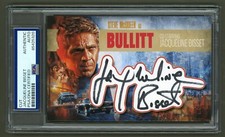 Jacqueline Bisset Signed Cut Display (PSA) Bullitt w/ Steve McQueen Photo Card