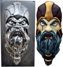 Mold DIY Viking Face Wall Sculpture Scandinavian Folk  Viking Warrior W38