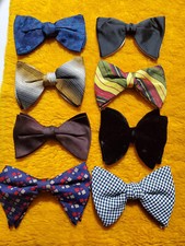 8 pc VINTAGE 1970s BOW TIES CLIP-ON BUTTERFLY FUNKY DISCO RETRO