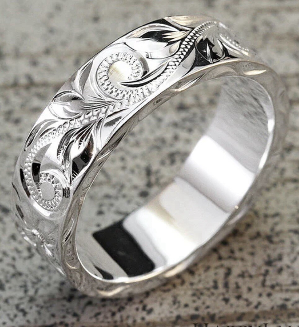 Engraved Sterling Silver Ring