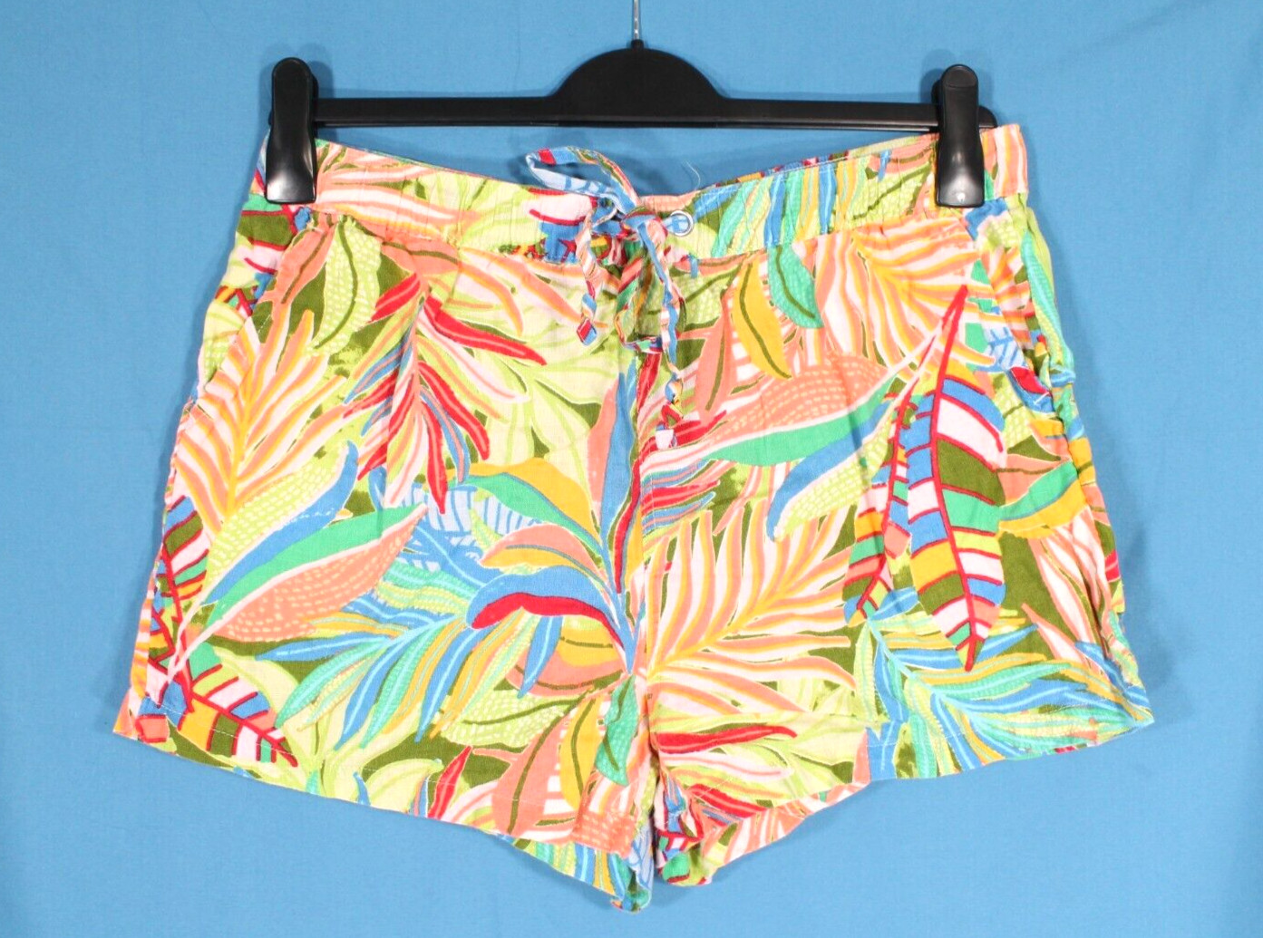 C&C CALIFORNIA 100% LINEN Multicolor TROPICAL FLORAL PRINT Side Pocket SHORTS XL