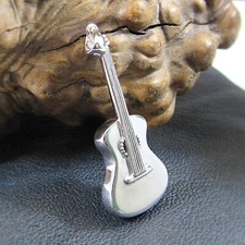 Solid 925 Sterling Silver Guitar Pendant - Unique Musical Jewelry for Guitarist