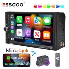 7" Double 2 DIN Wireless Apple Carplay Car Stereo Bluetooth Touch Screen Radio