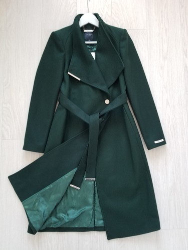 Ted Baker Rose Wool Wrap Coat Dark Green Size 1 UK8 Belted Cashmere BNWT £325 - Picture 15 of 18
