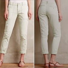 Anthropologie Pilcro Hyphen Distressed Chinos Size 25 Mint Mid Rise Relaxed Boho