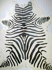 Hand Crafted Zebra Black Print Cowhide by Linon