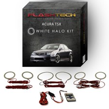 White Angel Eye Led Halo Ring Kit Rf Remote For 2004-2008 Acura Tsx Headlights