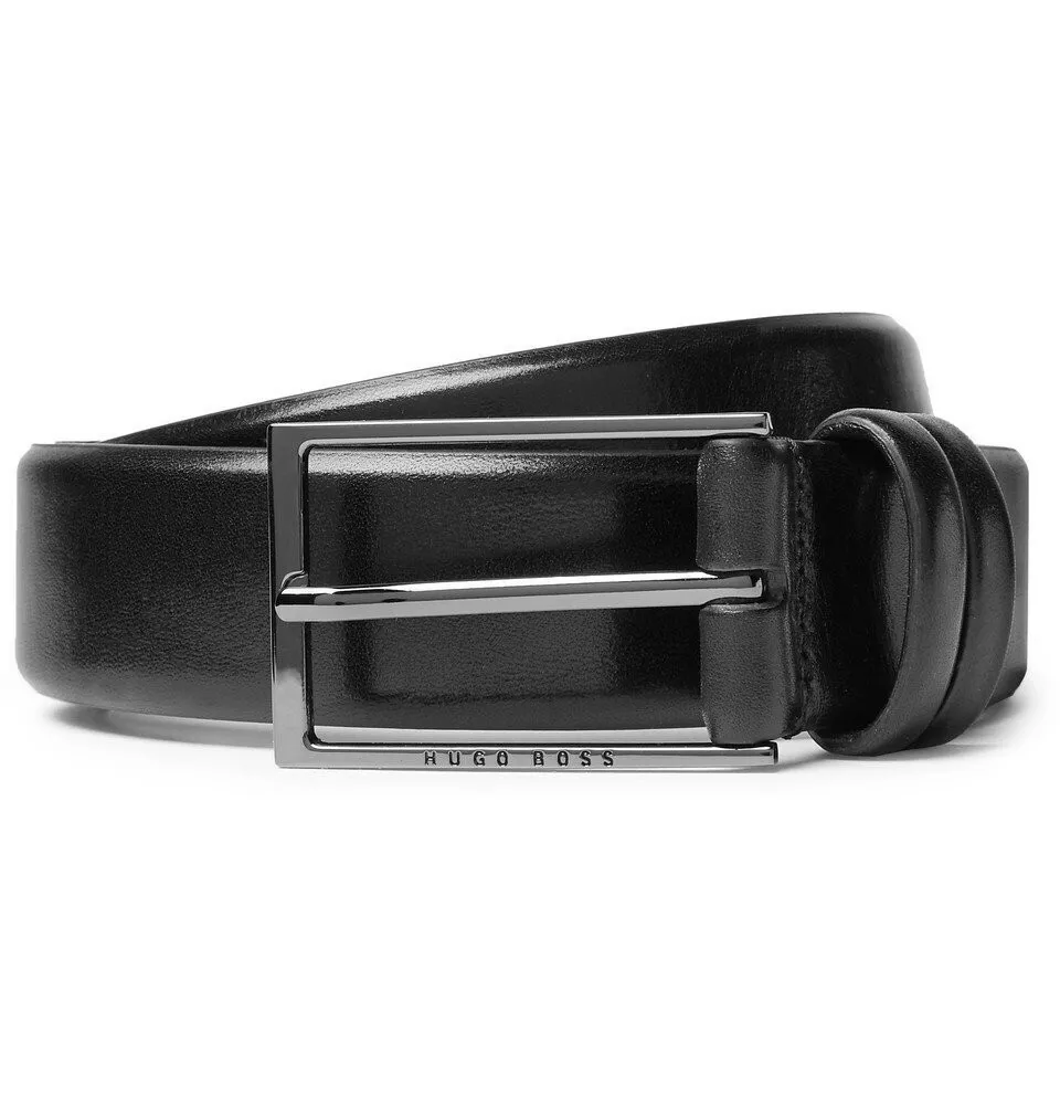 Hugo Boss 3.5cm Black Carmello Leather Belt Men Black Size