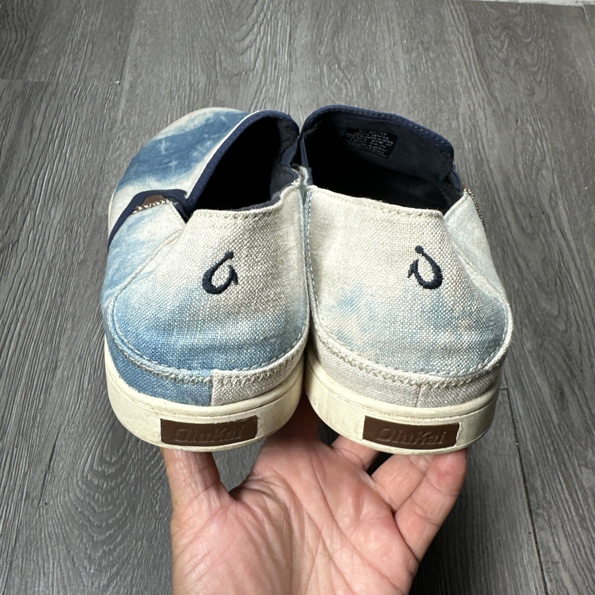 491hepb OLukai KAHU blue and off white slip on loafers men\'s 11.5 OluKai Men main image 4
