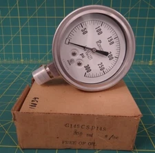 Pacific Scientific Pressure Gauge  0-300 PSI  1/2" NPT  4.5" Diameter