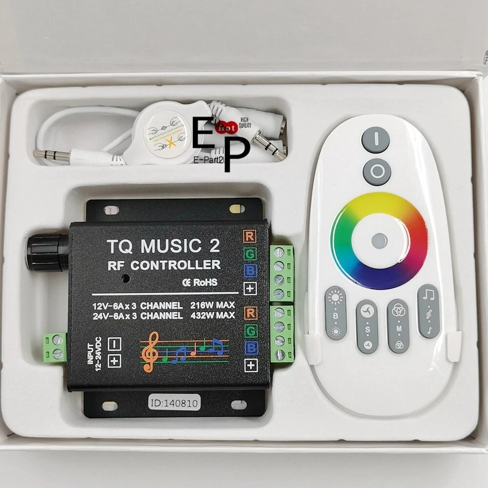 LED RGB Music Touch RF DC12-24V 18A Audio 3.5mm Remote Control For Strip Light - Image 2 of 4