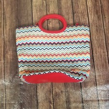 Borsa donna Chevron tessuto senza marchio senza chiusura tracolla rimovibile