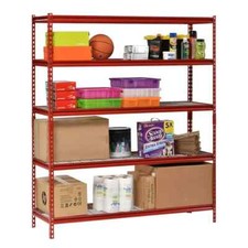 Steel Garage Shelving 5 Shelf Unit Red 60in x 24in x 72in Organization Storage