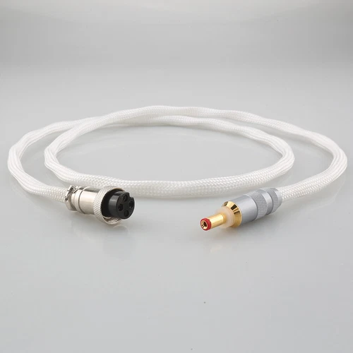HiFi Pure Silver GX16 4Pole to DC 2.1/2.5 DC Wire AC DC Linear Audio Power Cable - Picture 1 of 9