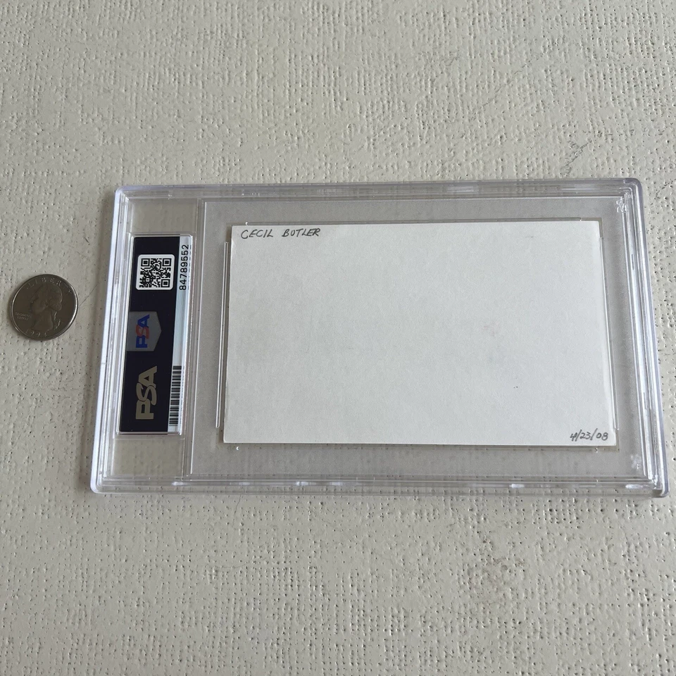 Cecil Butler Signed Index Card 3x5 PSA Slabbed Graded N Mint 7 Braves - Image 2 of 2