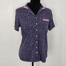 Secret Treasures Purple Cotton Short Sleeve Sleep Shirt Nightgown Pajama Shirt