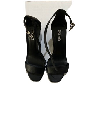 MICHAEL Michael Kors Womens Fiona Black Wedge Sandals 6 Medium (B,M) BHFO 7417