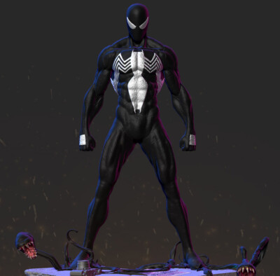 Symbiote Spider-Man statue figure STL file for 3d printing 