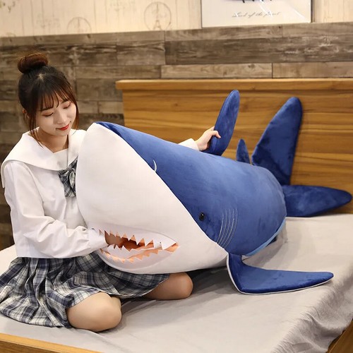 60cm Soft Shark Plush Stuffed Sleeping Cute Pillow Cushion Animal Doll Gift - Foto 10 di 23